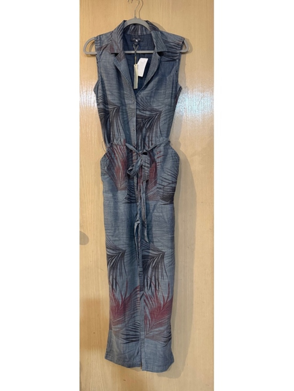 NWT Level 99 Anthropologie Palm Print Sleeveless Jumpsuit - Small